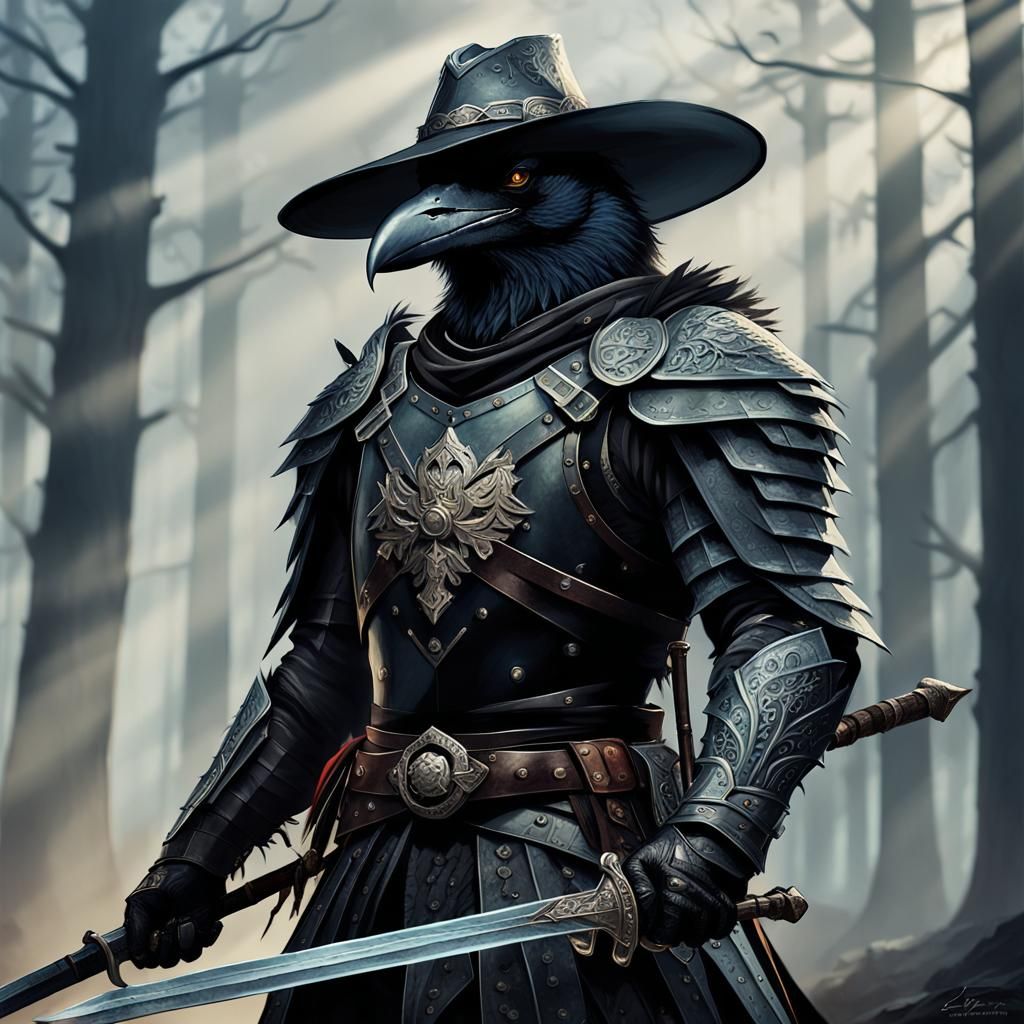 Crow Humanoid Inquisitor in Dark Fantasy Art