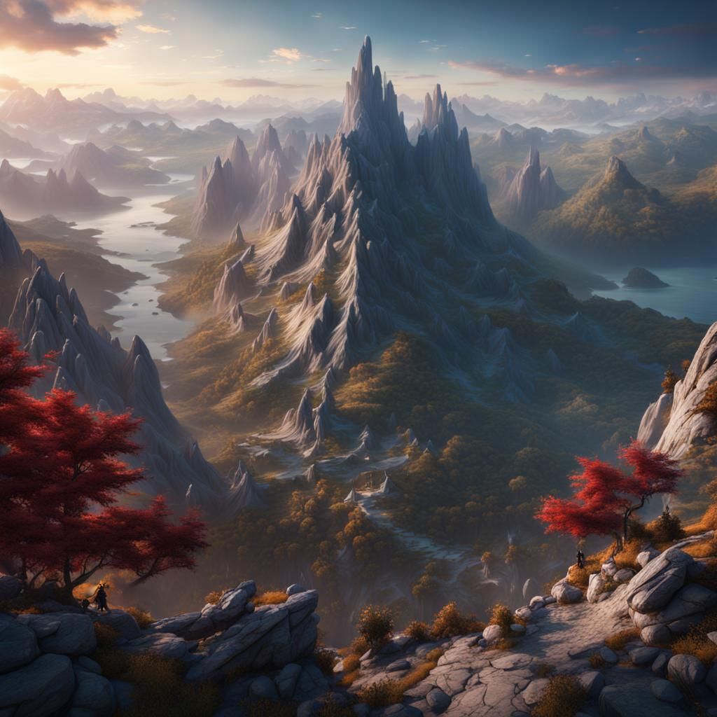 Breathtaking Mountain View in Detailed Matte Painting