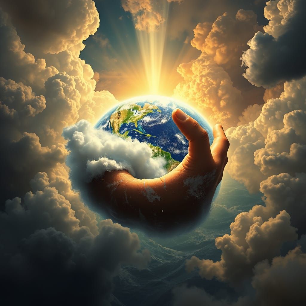 God's Majestic Hand Shapes the Earth in a Biblical Scene