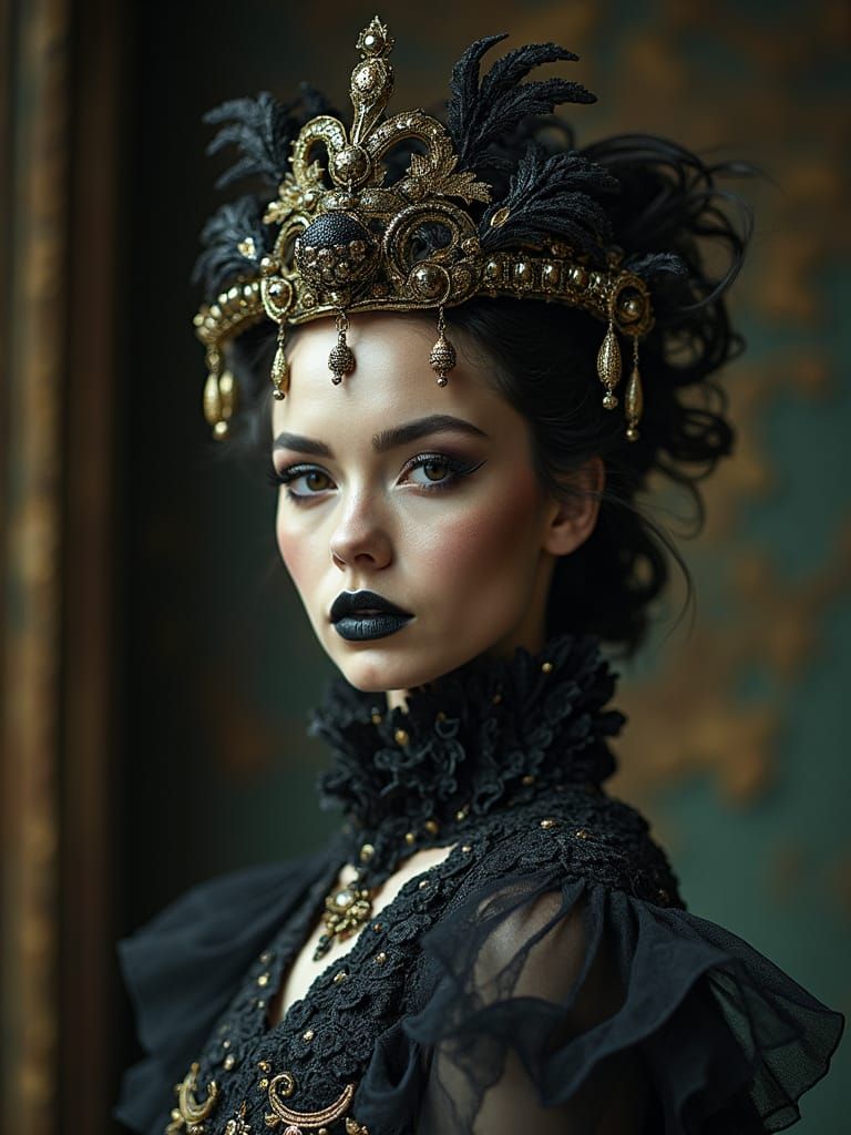 Fairytale Queen in Avant-Garde Fashion