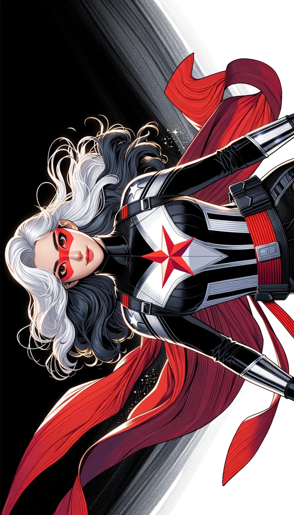 Korean Superheroine with Star in Comic Book Style