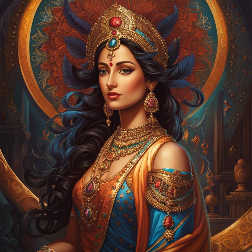 Radha Krishna Art Deco Heavenly Encounter