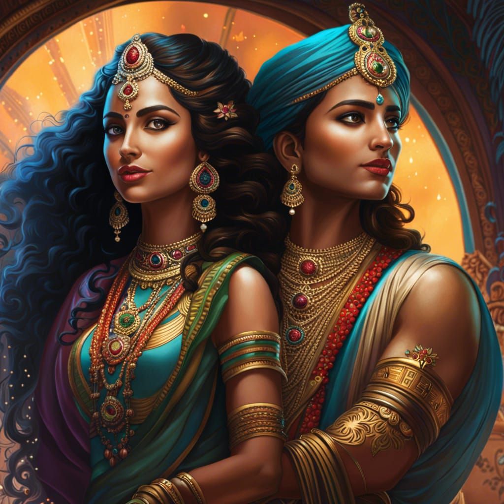 Radha Krishna Art Deco Matte Painting