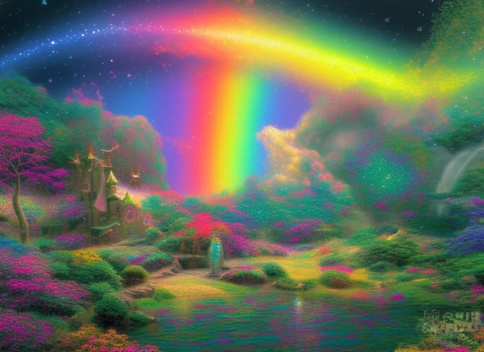 Rainbow Landscape in Holographic Astral Style