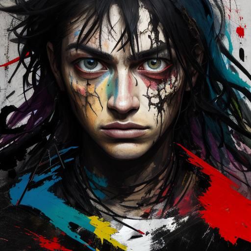 Troubled Portrait in Abstract Expressionism Style