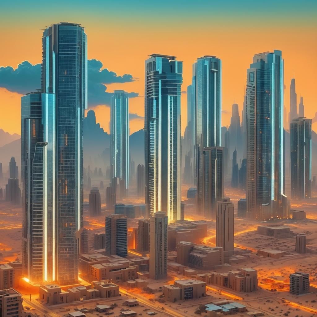 Futuristic Desert City in 2525 with Divine Sunlight