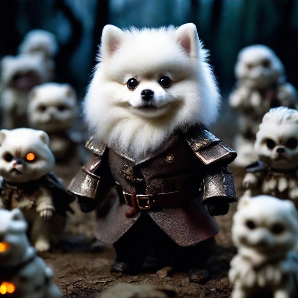 Albino Pomeranian Demon Lord in Dark Crystal Style