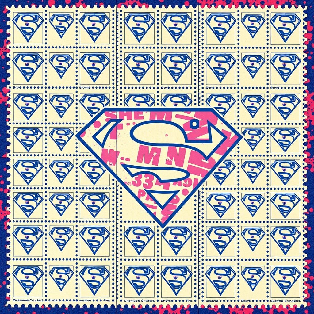 Psychedelic Superman Blotter Art Perforated Sheet