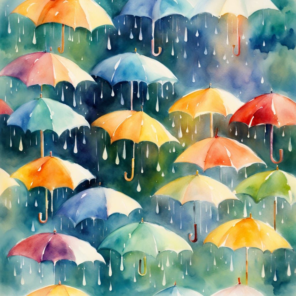 Soft Rainy Day in Pastel Hues as Impressionist Watercolor