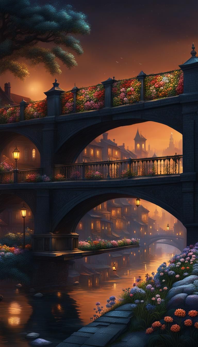 Haunted Bridge at Night: Creepy 8K Concept Art