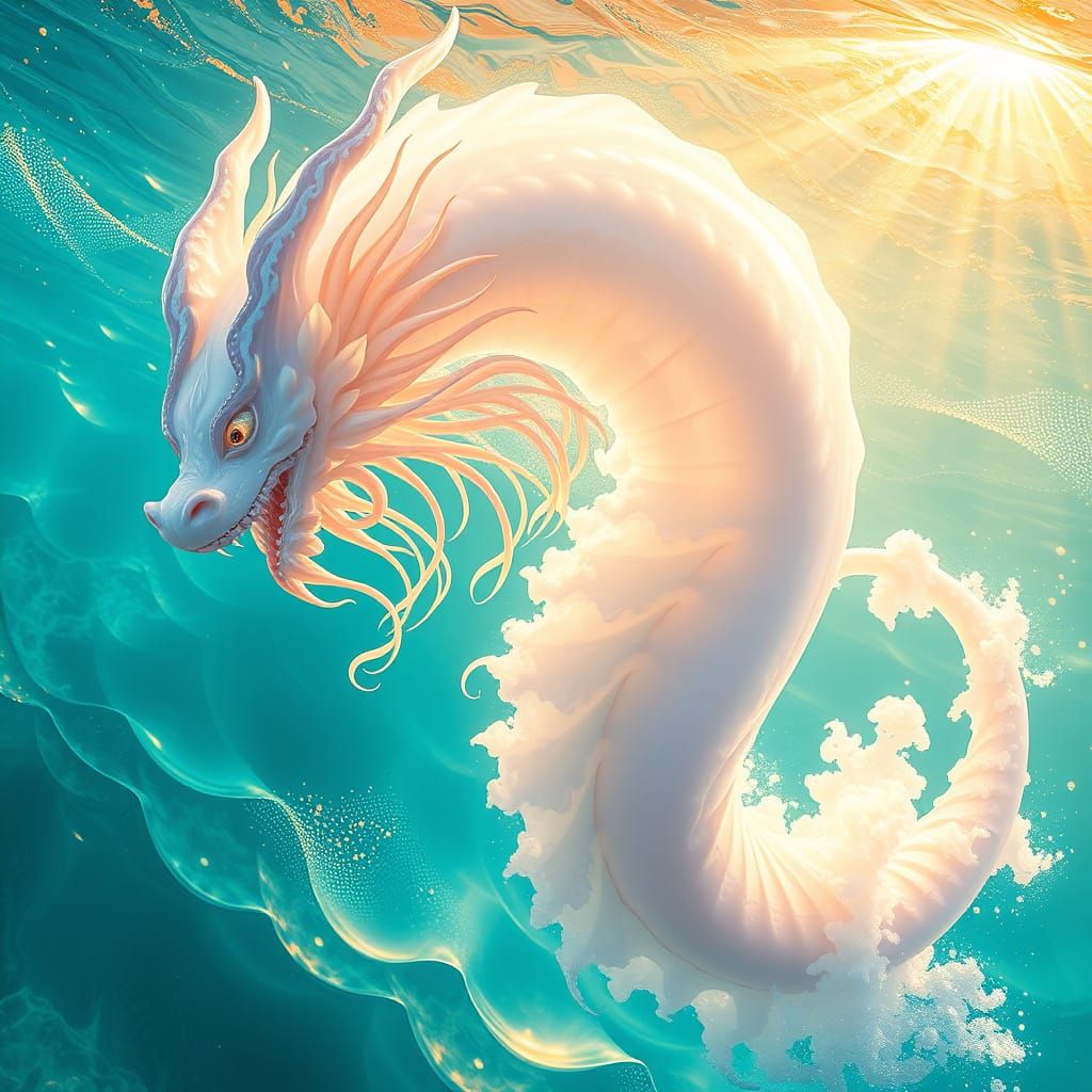 Ethereal Aquatic Marvel in Vibrant Iridescent Hues