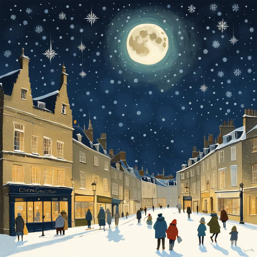 Cirencester Winter Night: Hyperdetailed Digital Painting