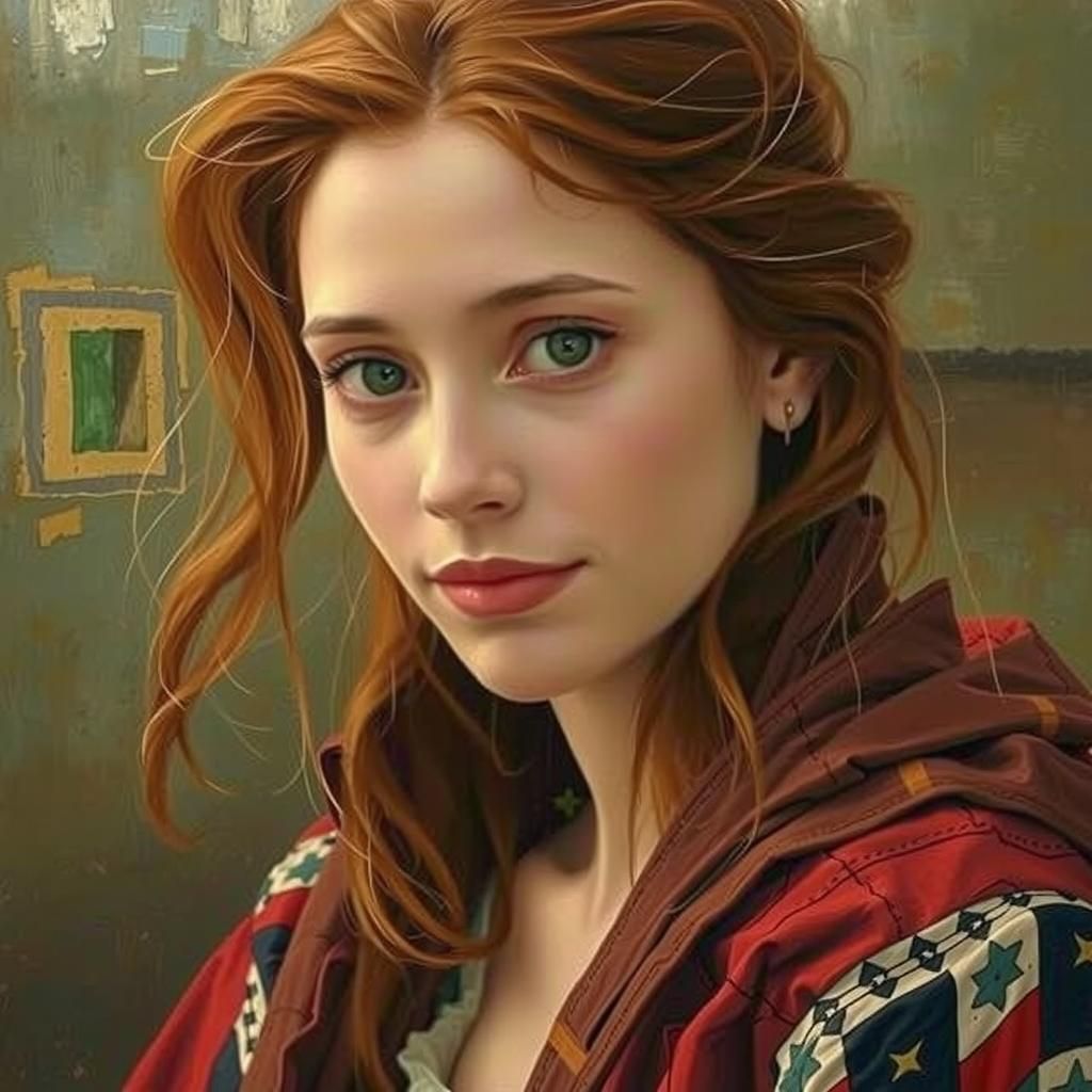 Introspective Woman Portrait in Cubist Style