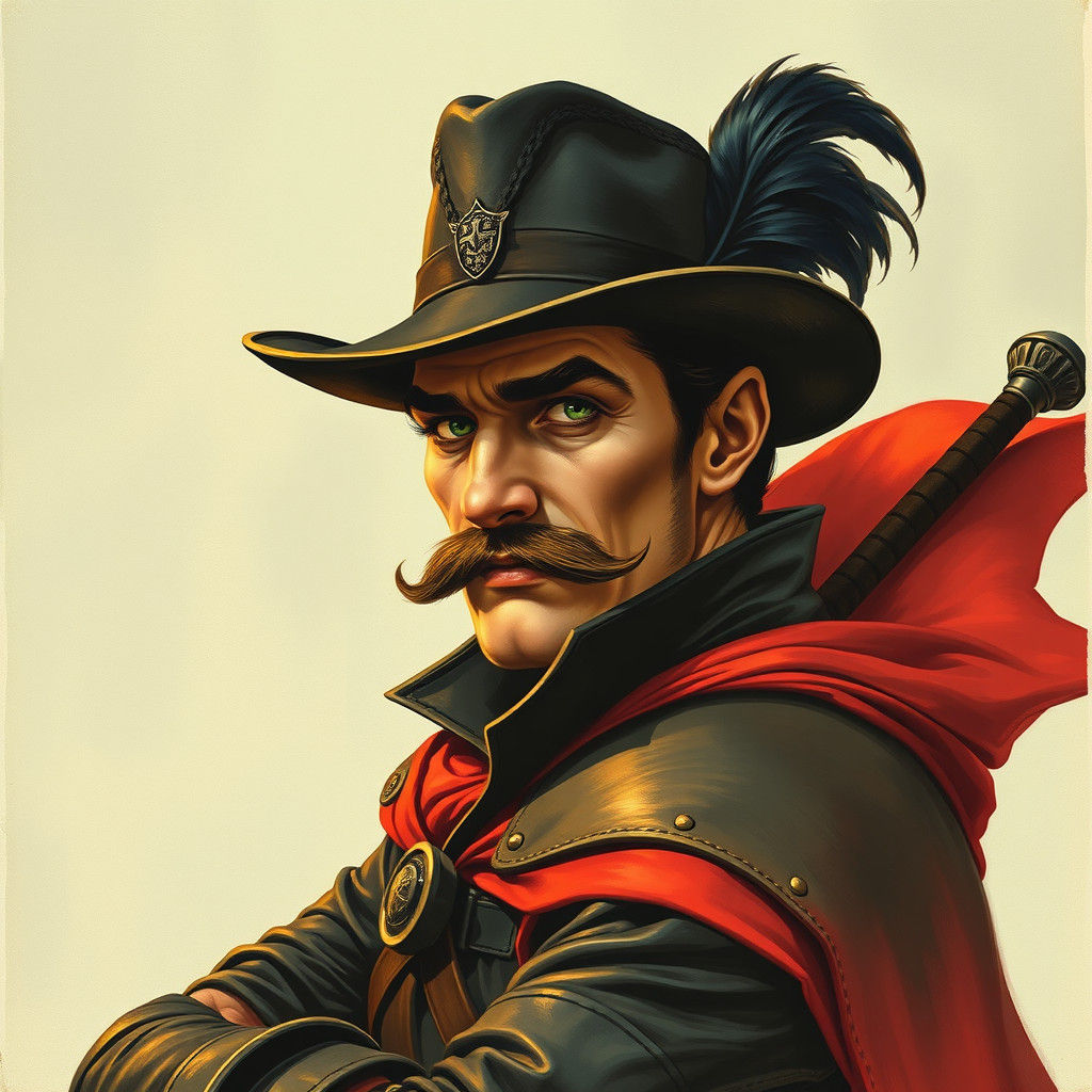 Elegant Fantasy Hero with Lute in Vintage Style