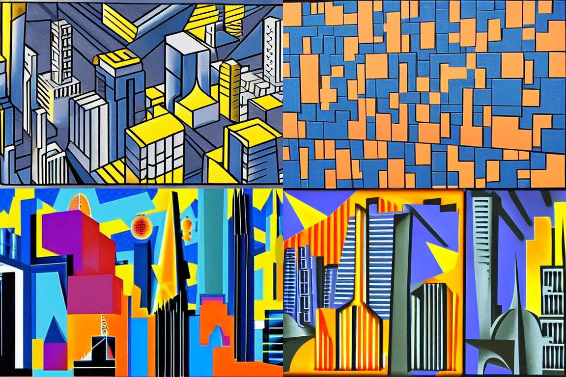 Futuristic Sci-Fi City in Cubist Style