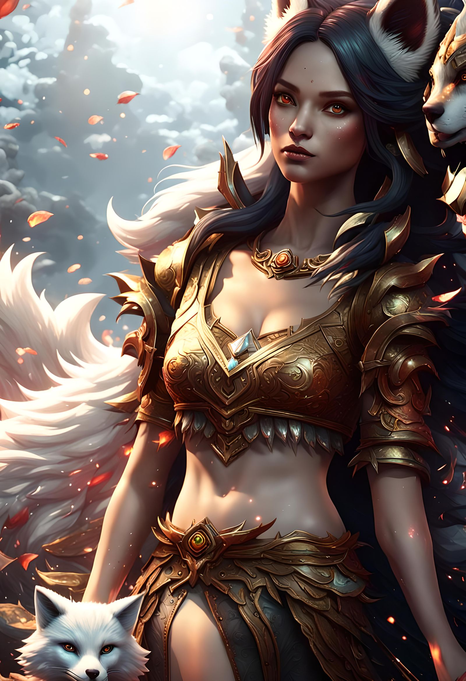 White Nine-Tailed Fox in 3D Game Style