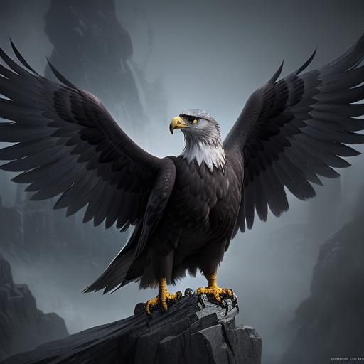 Majestic Gray Eagle Soaring in the Void