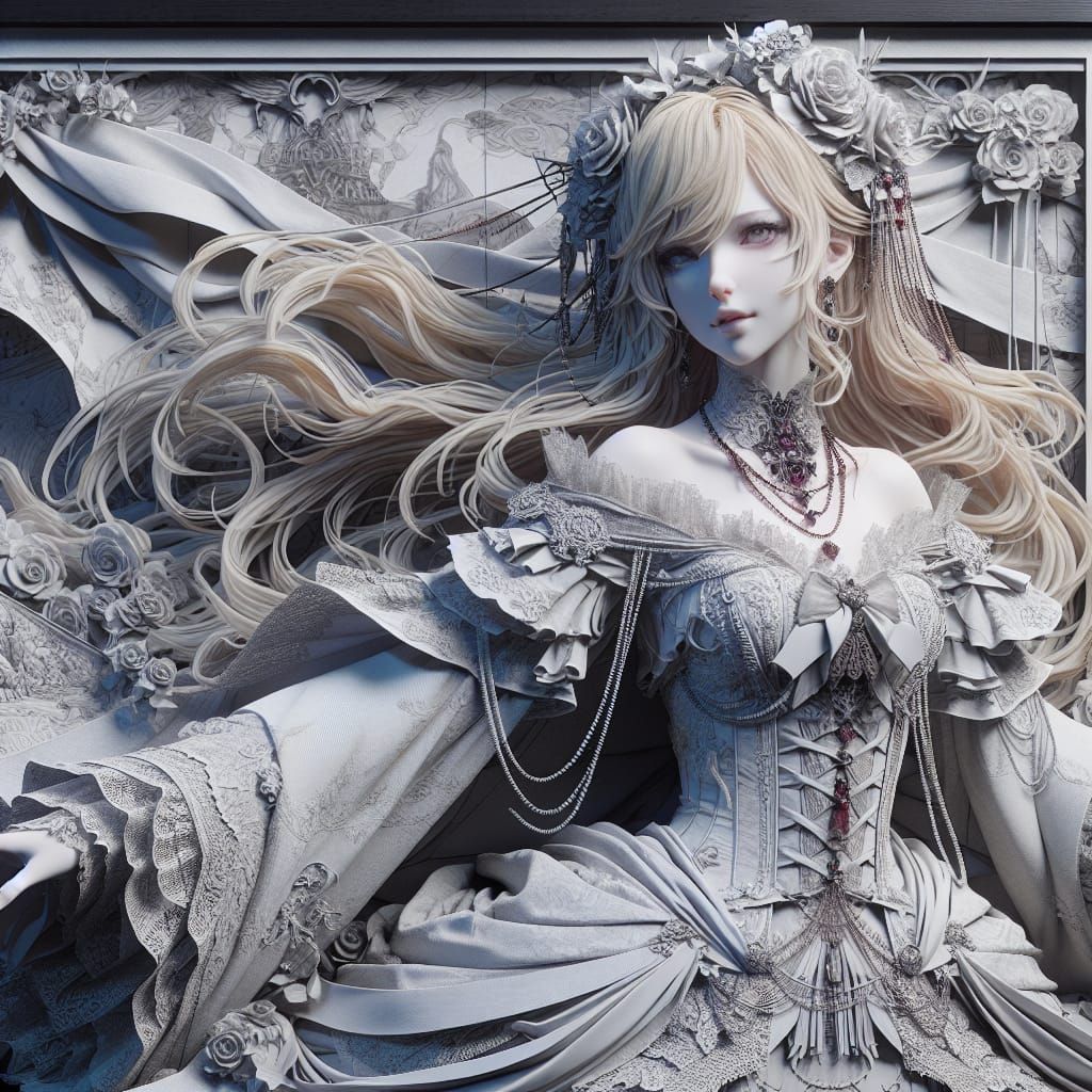Victorian Vampire Lady in 3D Anime Art