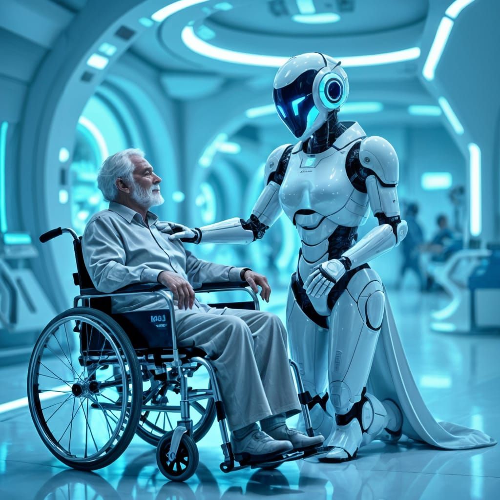 Futuristic Robotic Nurse Cares for Elderly Patient