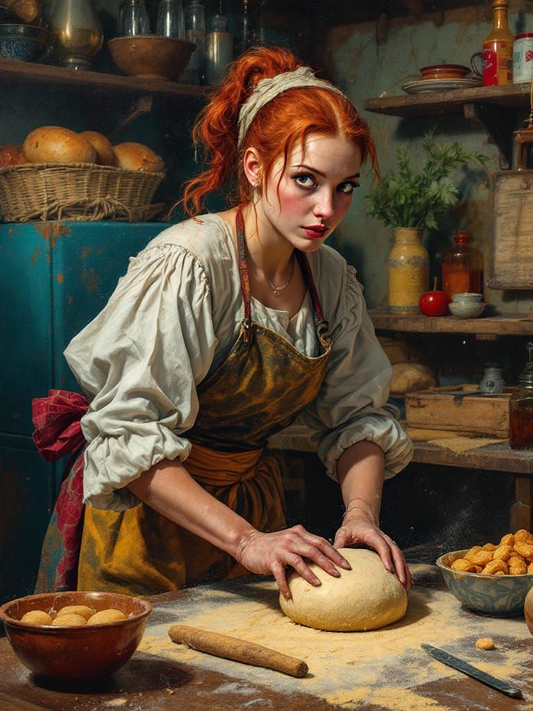 Redhead Baker Creates Surreal Dough in Dreamlike Kitchen