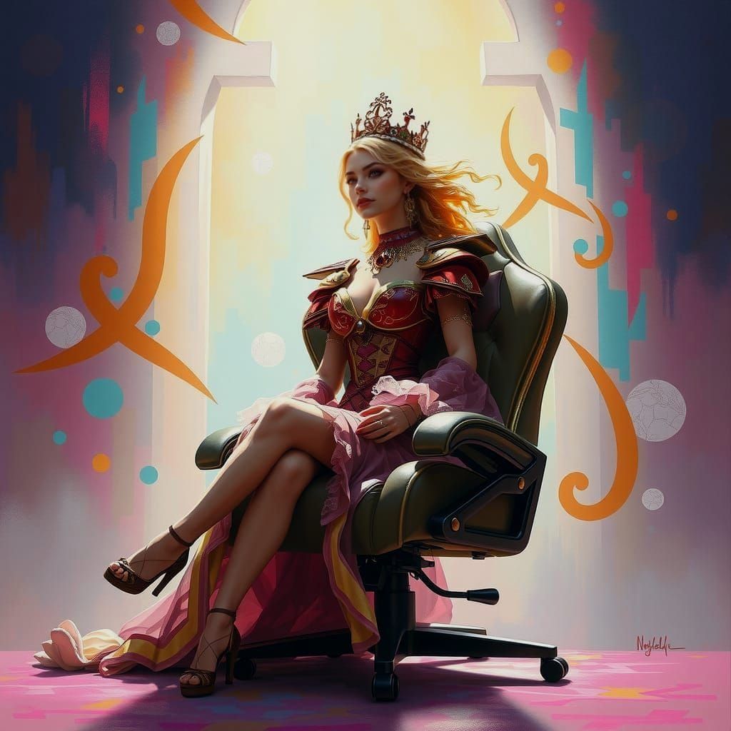 Elegant Princess in a Liminal Gaming Realm