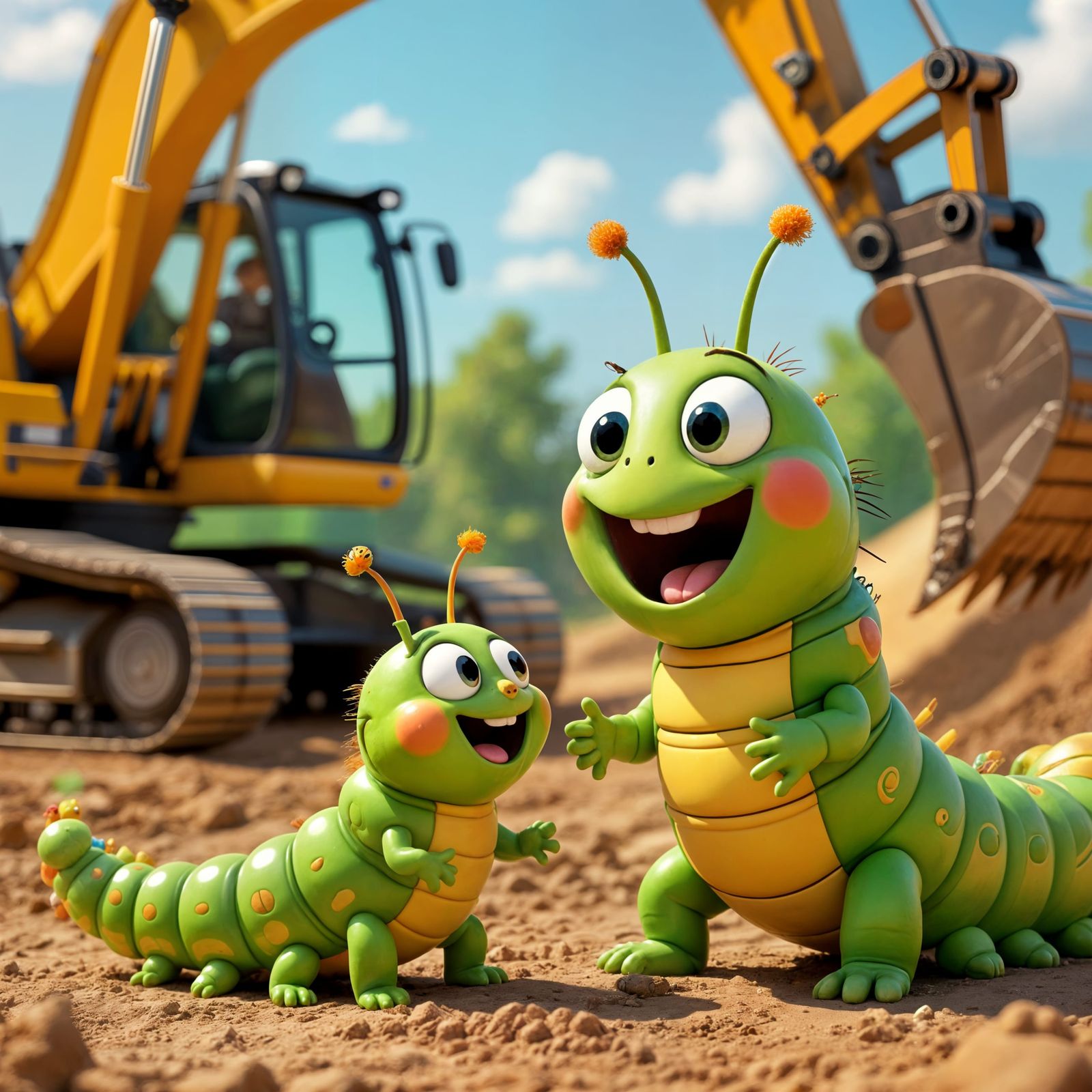 Animated Caterpillar Meets Excavator