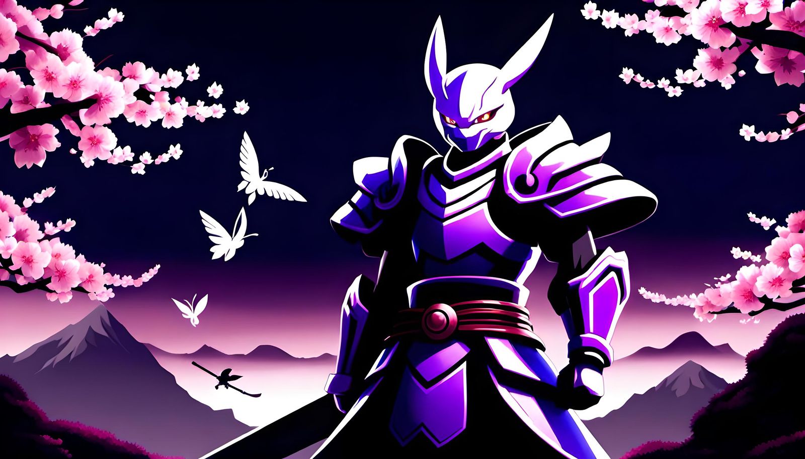 Mewtwo as Samurai in Anime Style