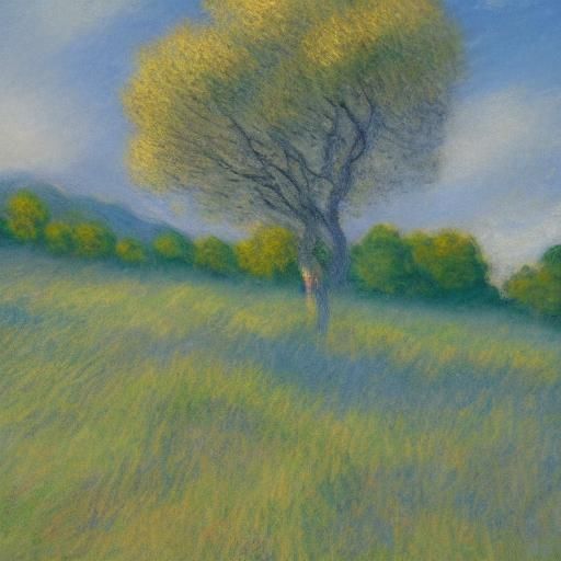 Dawn Light on Rolling Hills in Impressionist Style