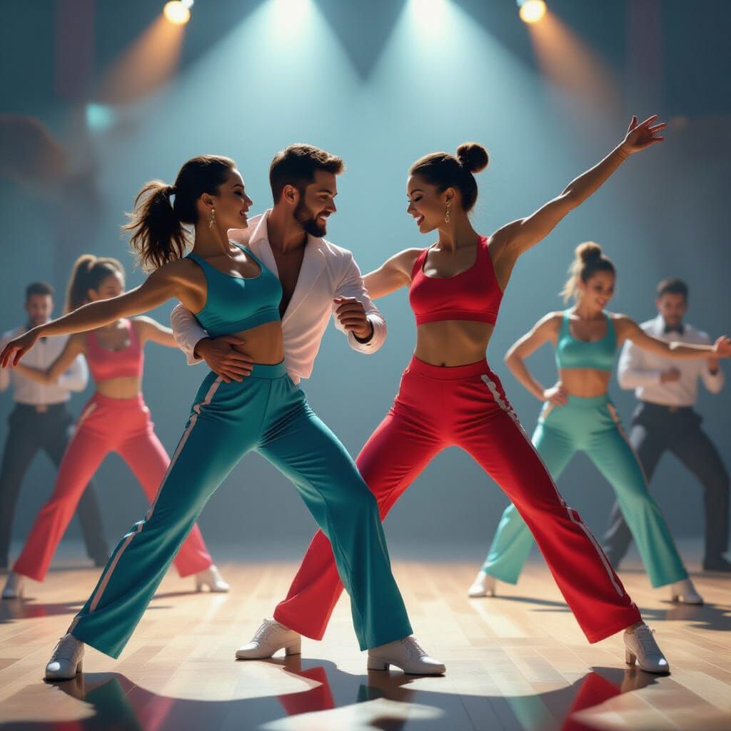 Energetic Salsa Dancers in Cinematic Style