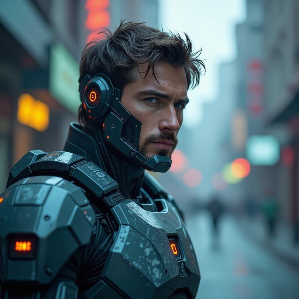 Fit Organic Cyborg Masterpiece in Dramatic Cinematic Lightin...