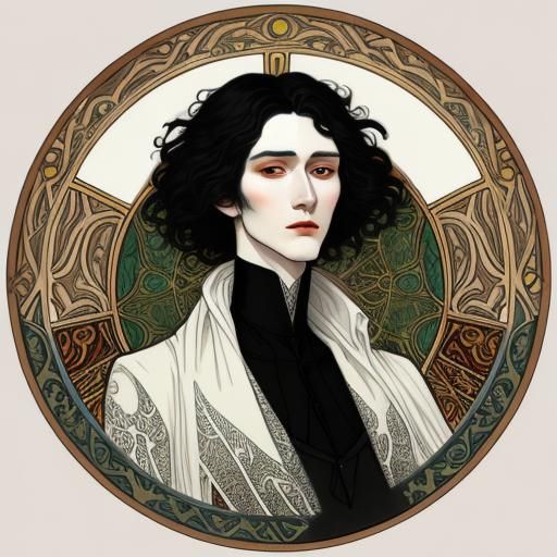 Elegant Man Portrait in Art Nouveau Style