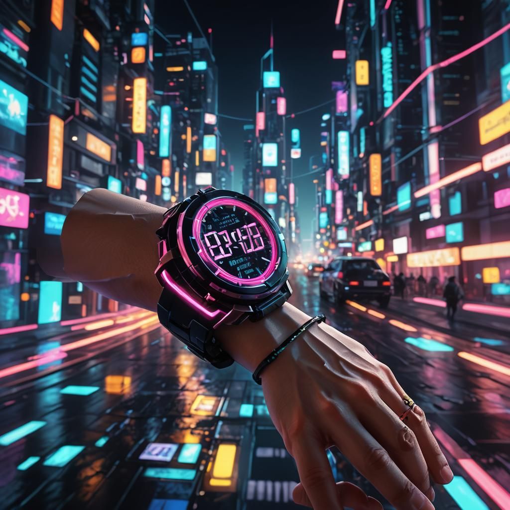 Neon Cyberpunk Figure Awaits in Low-Poly 3D Art