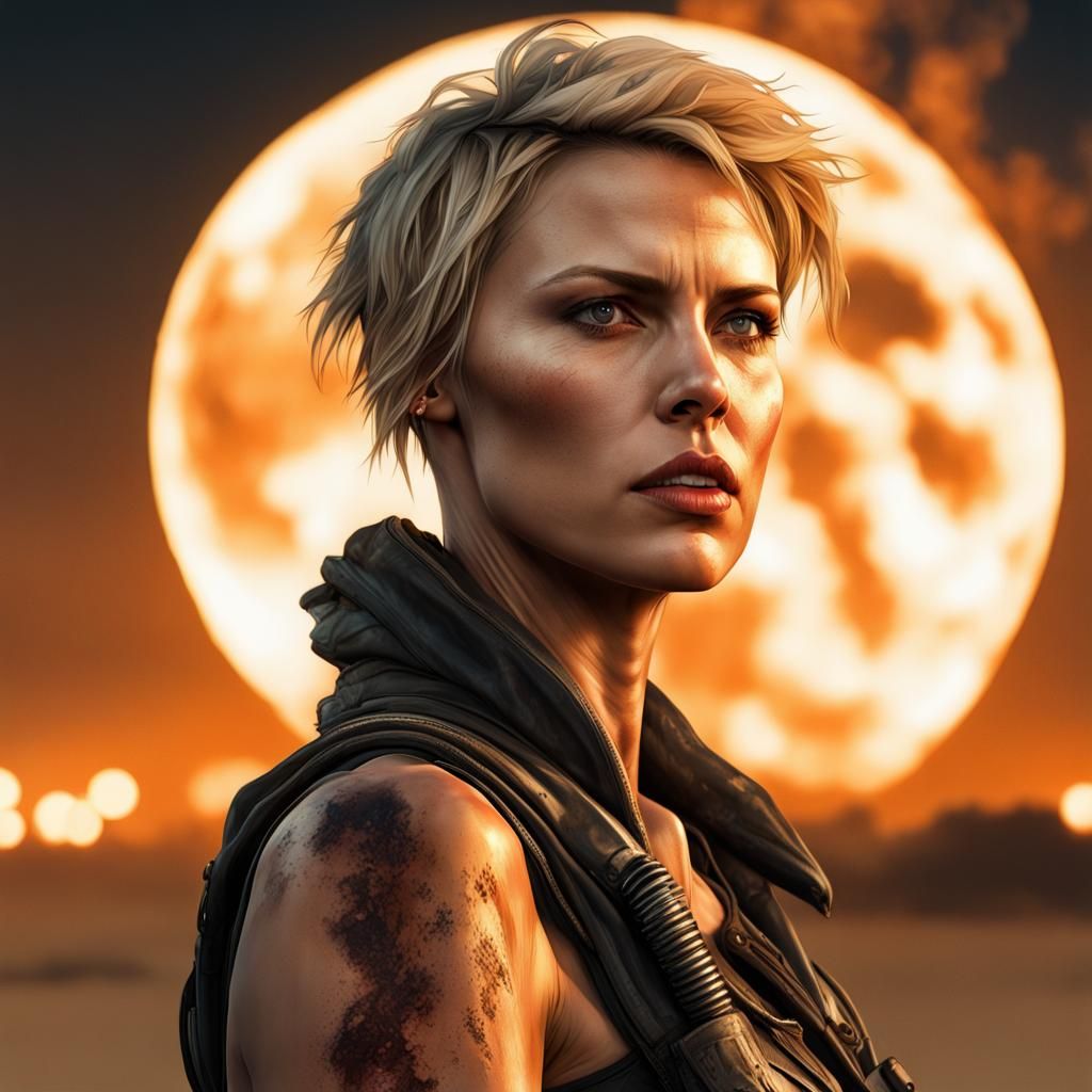 Charlize Theron in Mad Max: Fury Road, Hyperdetailed Portrai...
