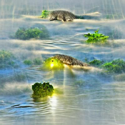 Atmospheric Mangrove Swamp with Crocodile