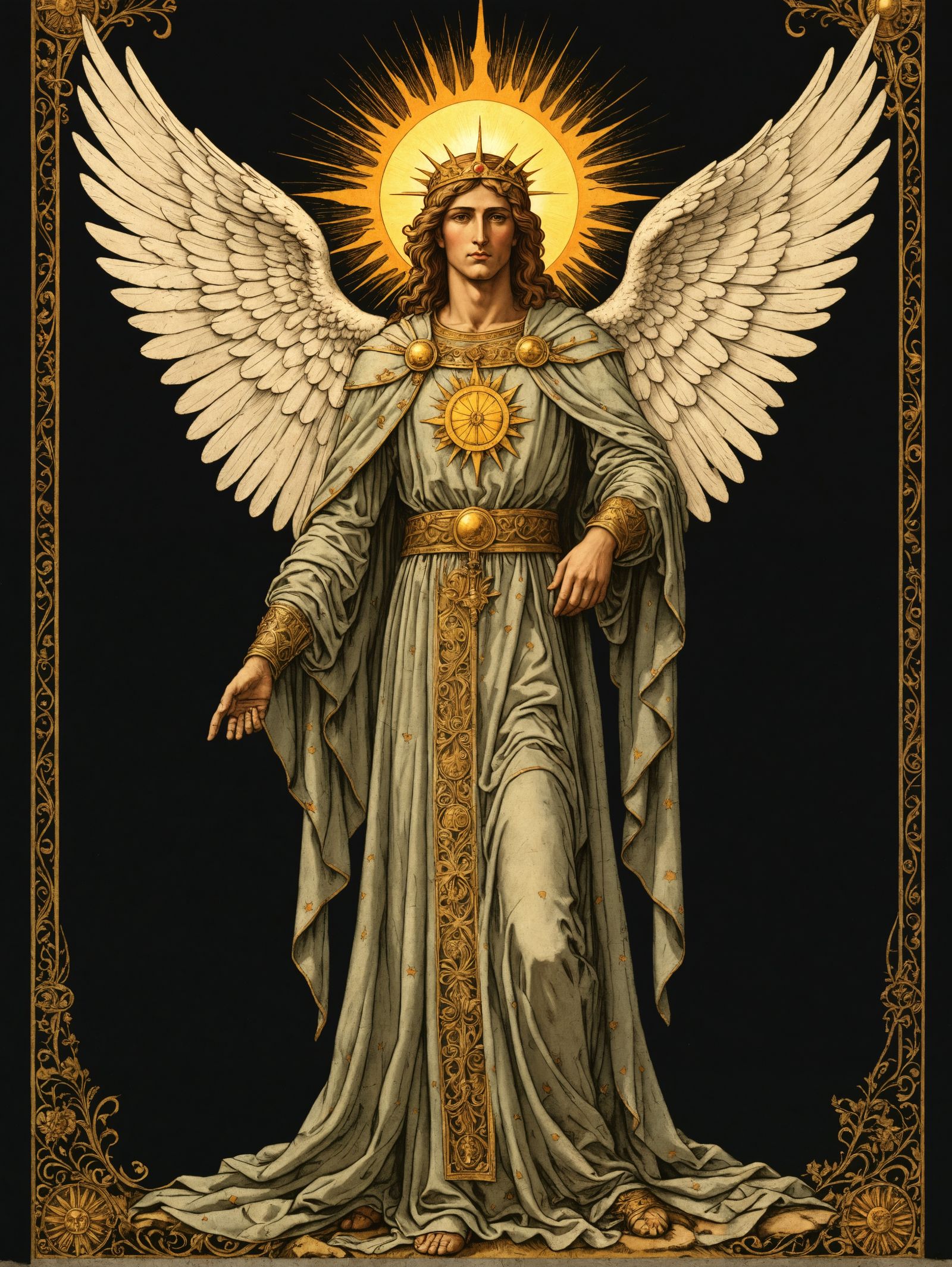 Medieval Tarot Card of an Angel