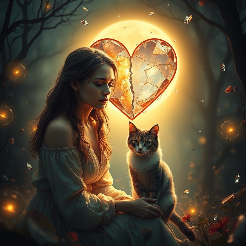 Sorrowful Woman Finds Comfort in Her Majestic Maine Coon Com...