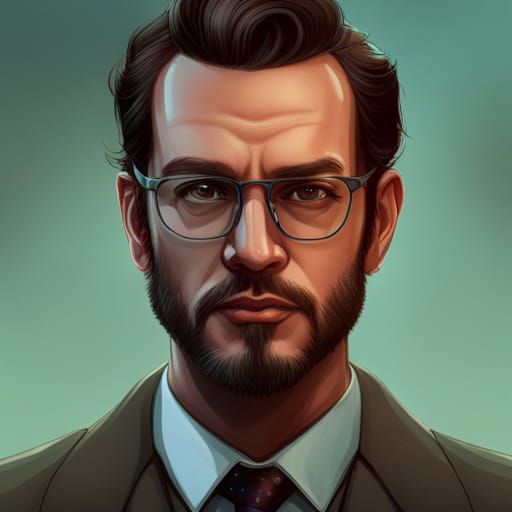 Clark Kent Portrait with Wire Rimmed Glasses