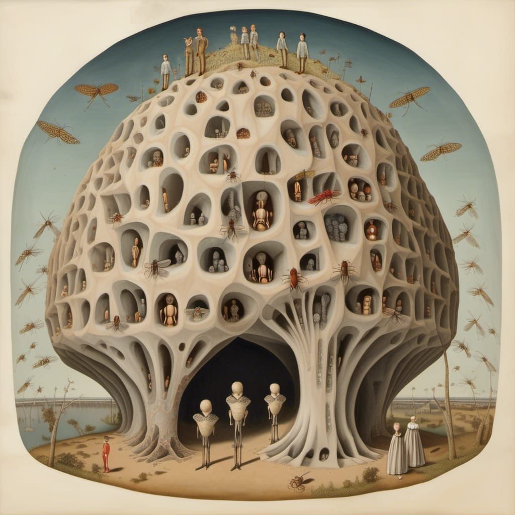 Termite Mound Cross-Section in Antique Map Style