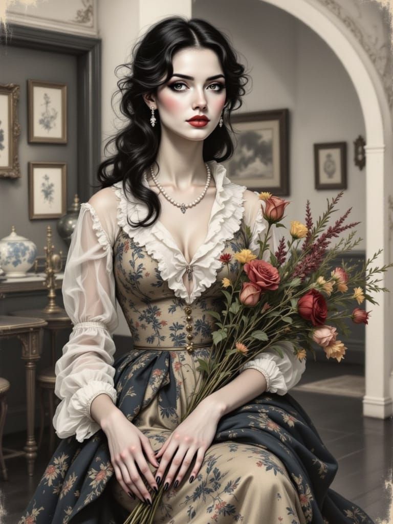 Whispers of Mystery in a Moody Surrealist Pin-Up