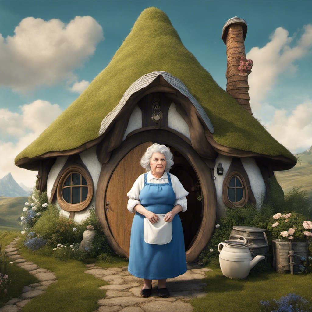Charming Hobbit Lady in the Shire: Pop Surrealism