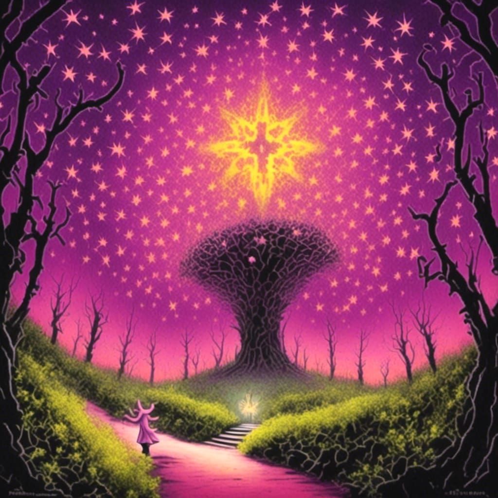 Wishing Star in Fantasy Wonderland, Graffiti Illustration