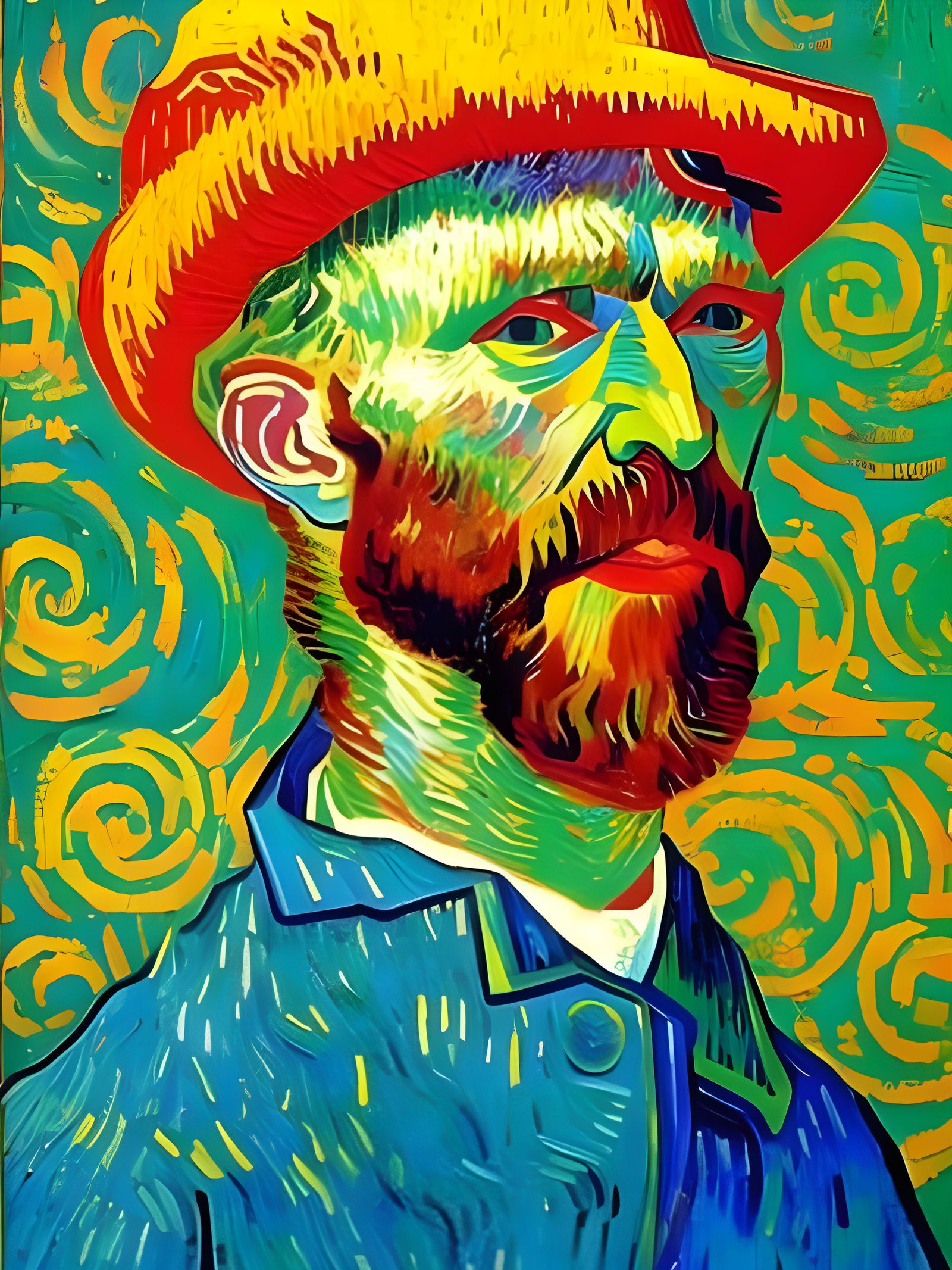 Construction Worker in Van Gogh Style