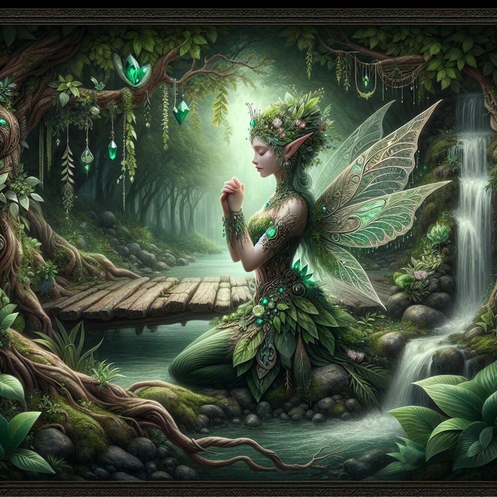 Woodland Fairy in Serene Nature Scene