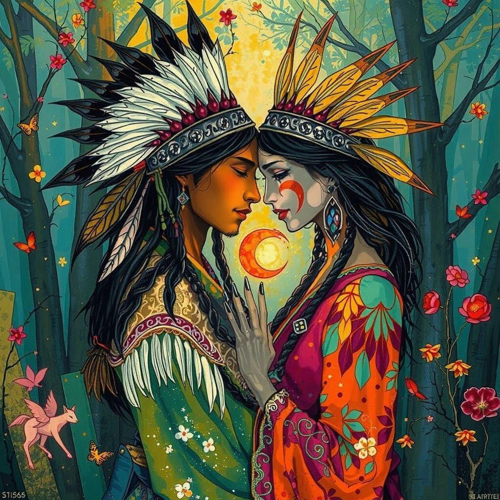 Surreal Samurai Encounter in Dark Fantasy Forest