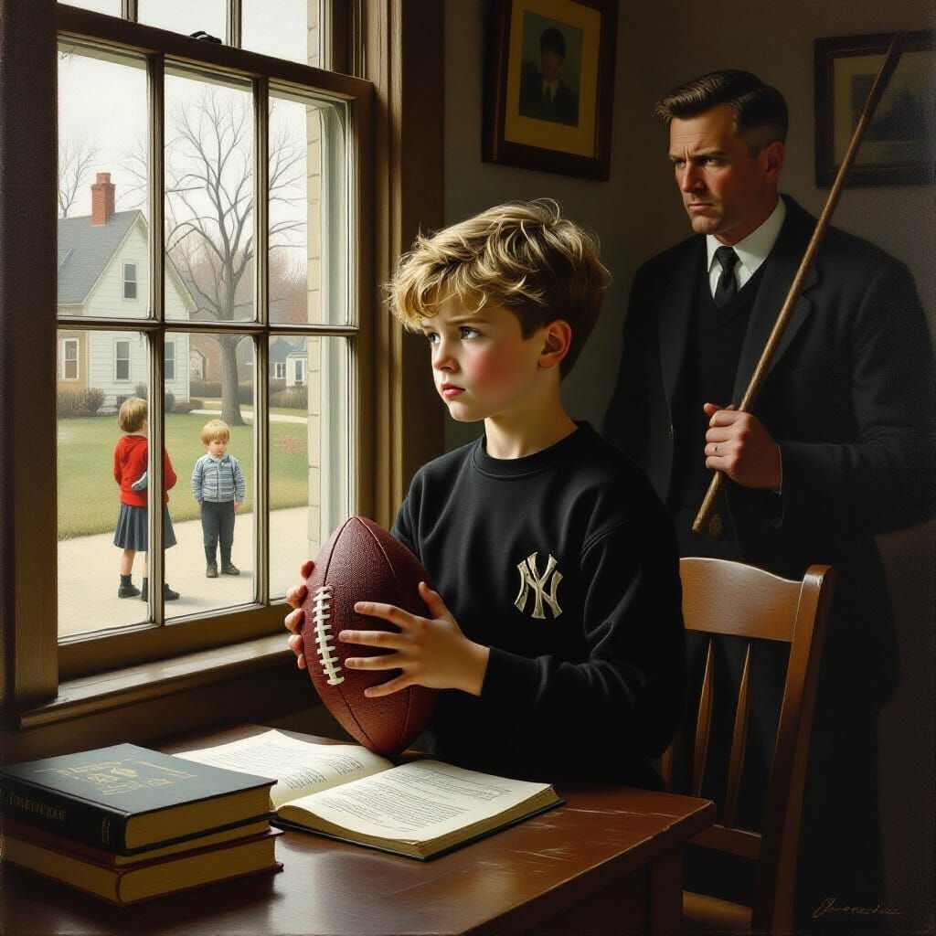 Melancholy Boy Longing to Play Football