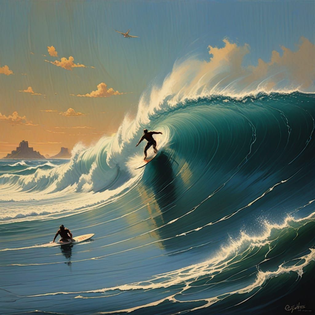 Action-Packed Surfing Scene in Vibrant Color