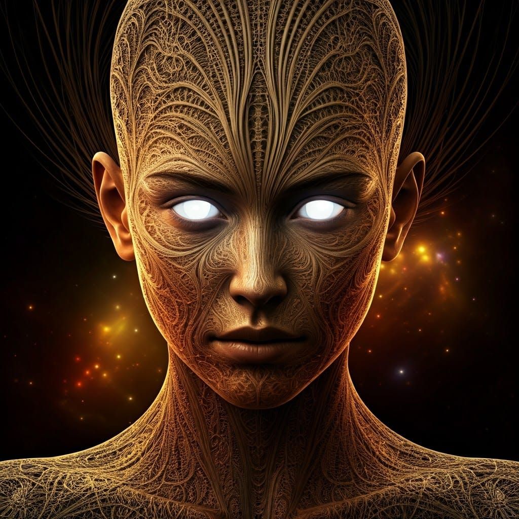 Ethereal Particle Woman: A Biomorphic Surrealist Vision