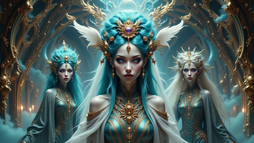 Ethereal Clairvoyants of Telluria in Art Nouveau