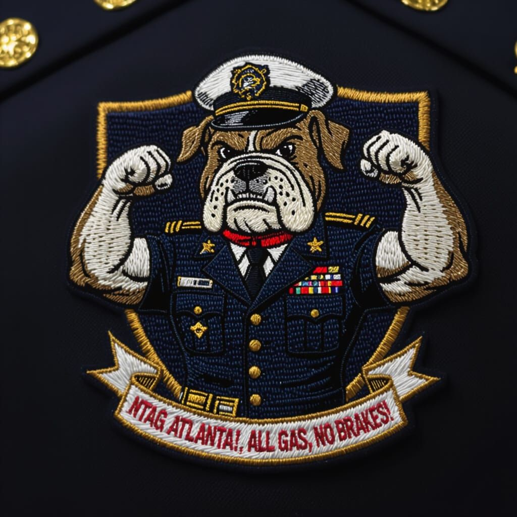 Embroidered Georgia Bulldog Mascot Patch in Oil Realism