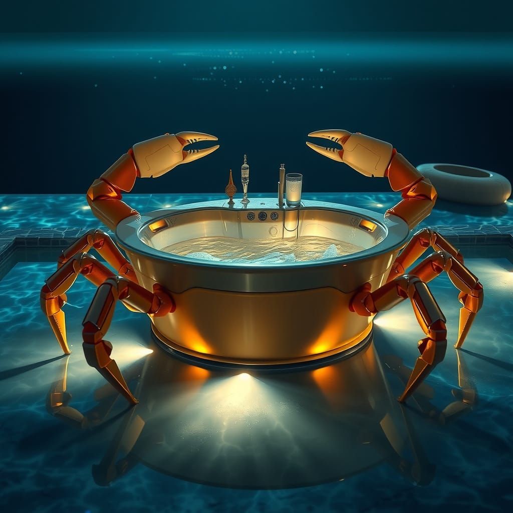 Crab-Shaped Jacuzzi Bathed in Soft Light